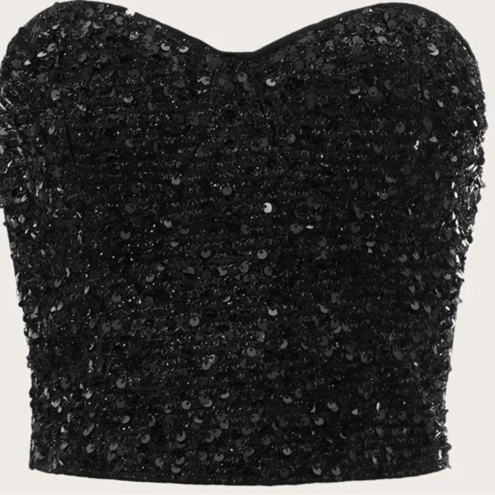 SHEIN BAE Zip Back Sequin Tube Top